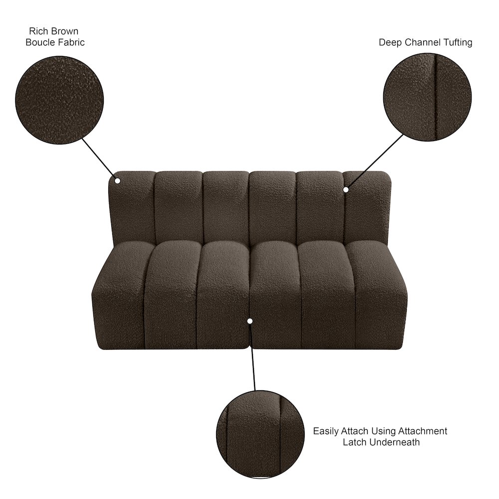 Arc Brown Boucle Fabric Modular Sofa. Picture 9