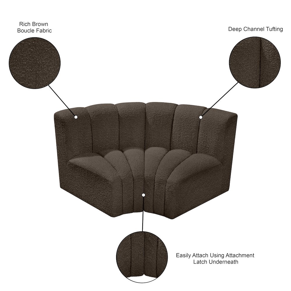 Arc Brown Boucle Fabric Modular Sofa. Picture 7