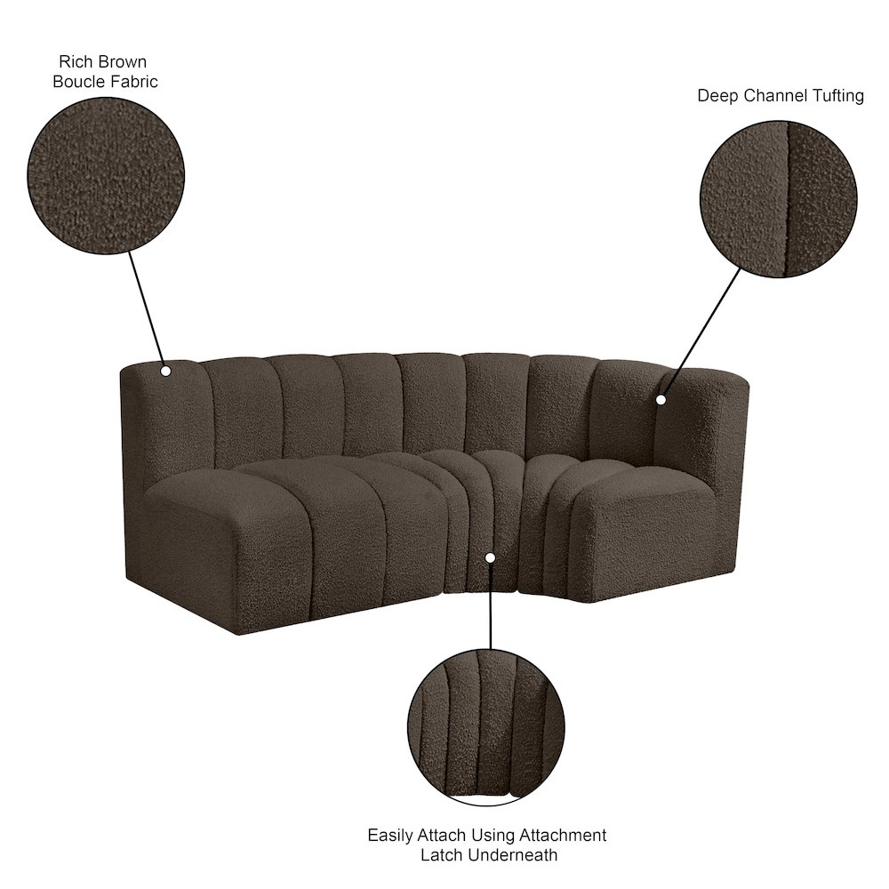 Arc Brown Boucle Fabric Modular Sofa. Picture 8