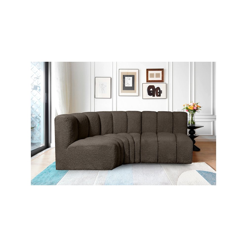 Arc Brown Boucle Fabric Modular Sofa. Picture 2