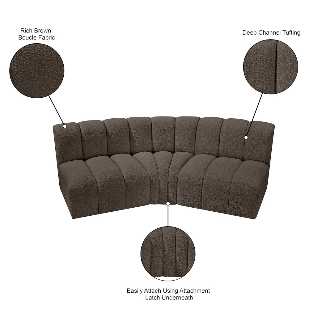 Arc Brown Boucle Fabric Modular Sofa. Picture 8