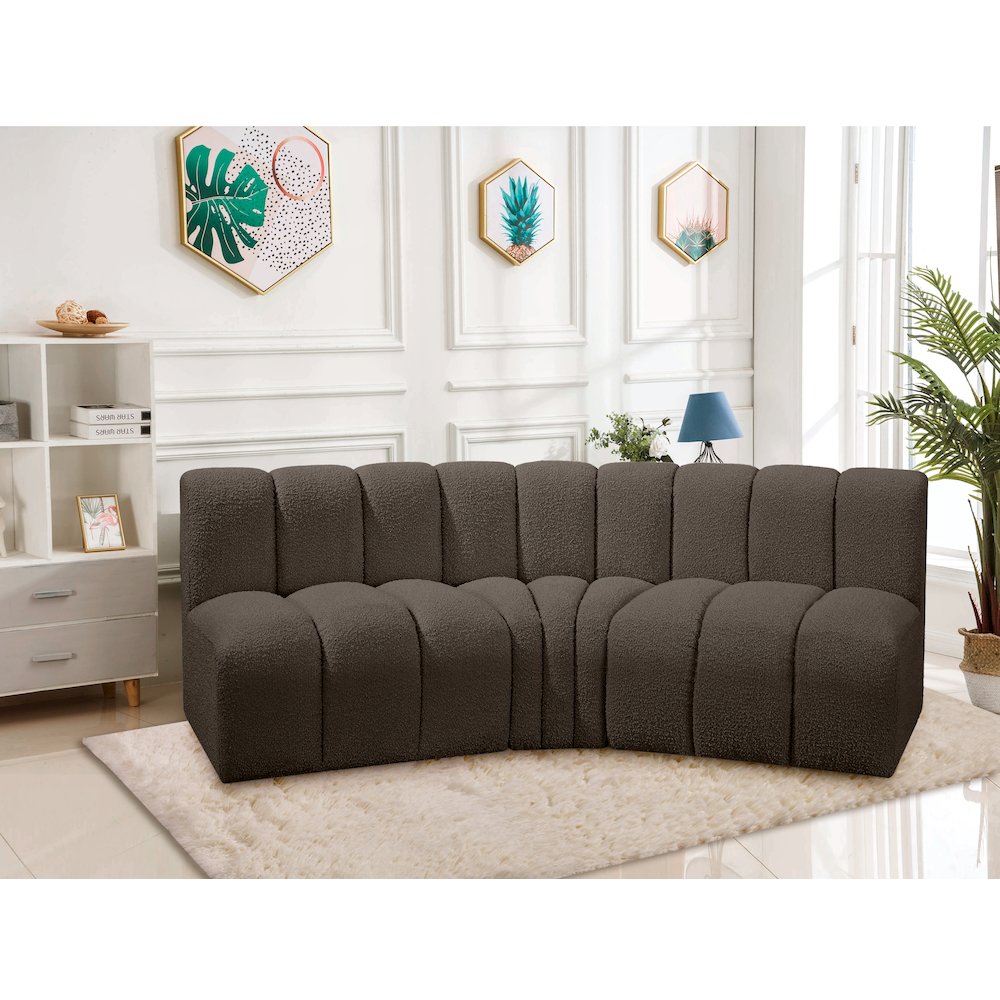 Arc Brown Boucle Fabric Modular Sofa. Picture 2