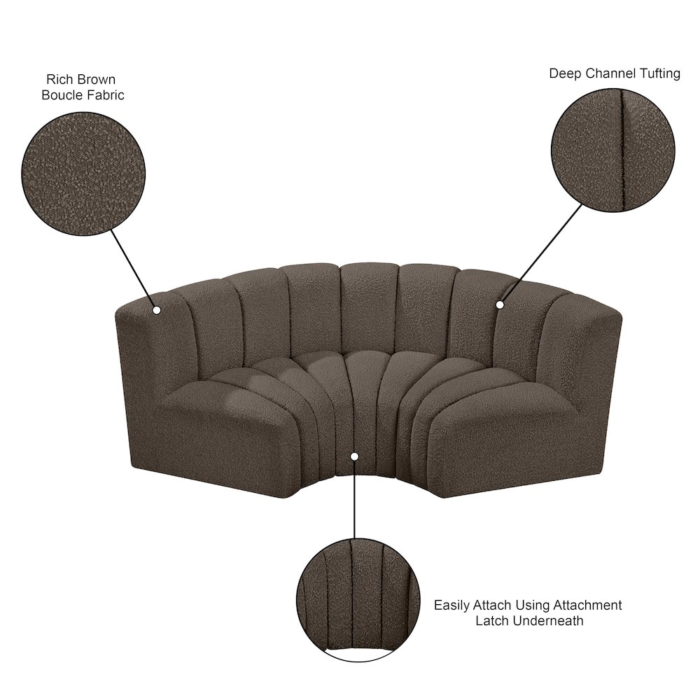 Arc Brown Boucle Fabric Modular Sofa. Picture 9