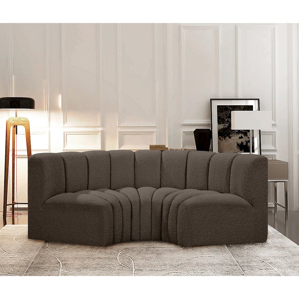 Arc Brown Boucle Fabric Modular Sofa. Picture 2