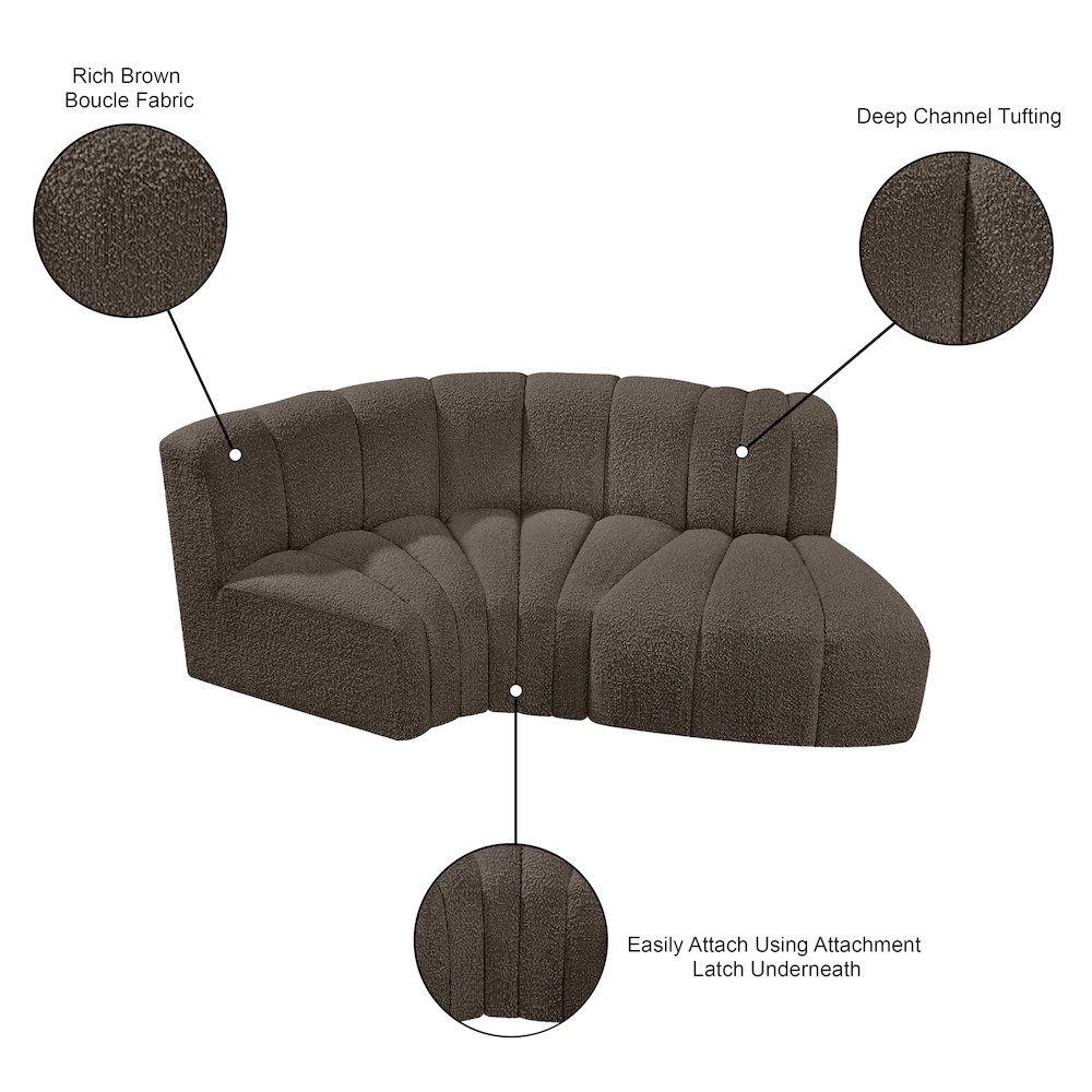 Arc Brown Boucle Fabric Modular Sofa. Picture 8