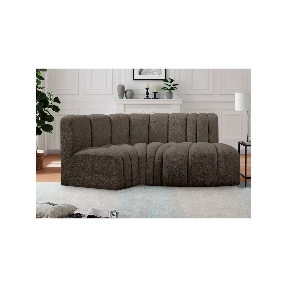 Arc Brown Boucle Fabric Modular Sofa. Picture 2