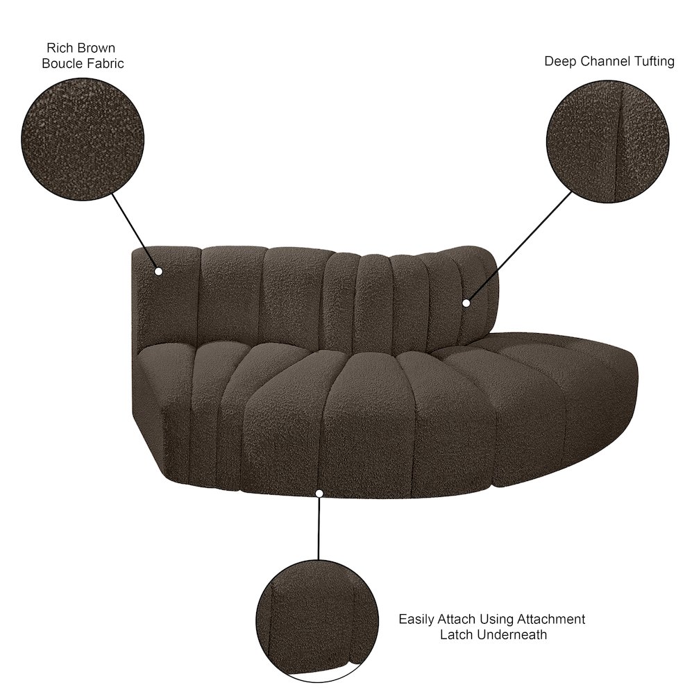Arc Brown Boucle Fabric Modular Sofa. Picture 7