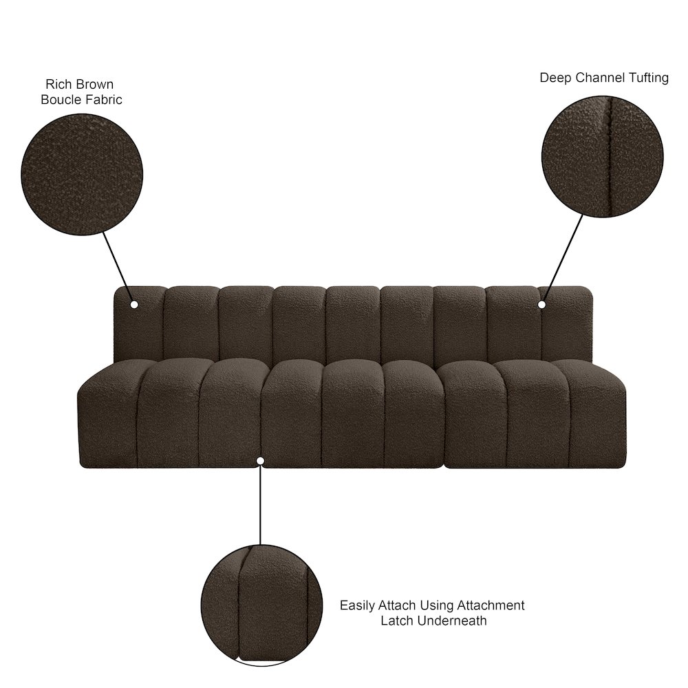 Arc Brown Boucle Fabric Modular Sofa. Picture 9