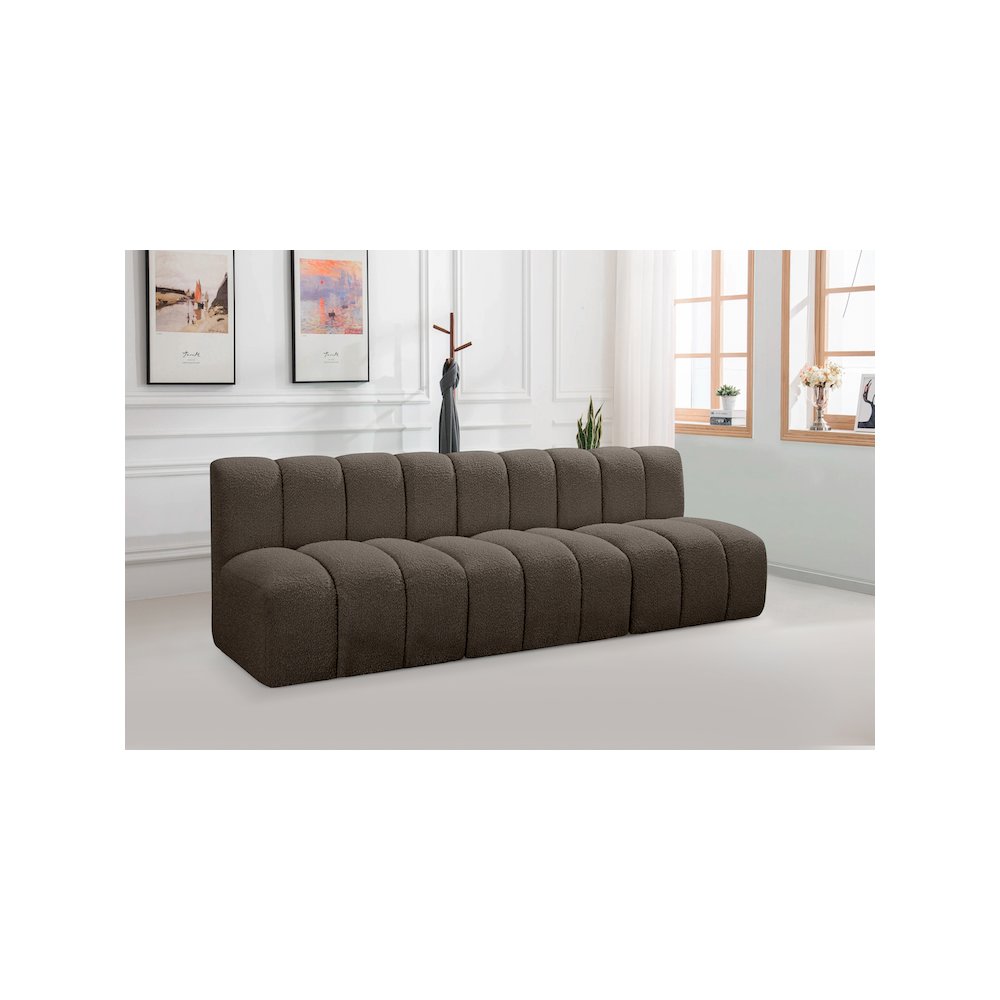 Arc Brown Boucle Fabric Modular Sofa. Picture 2