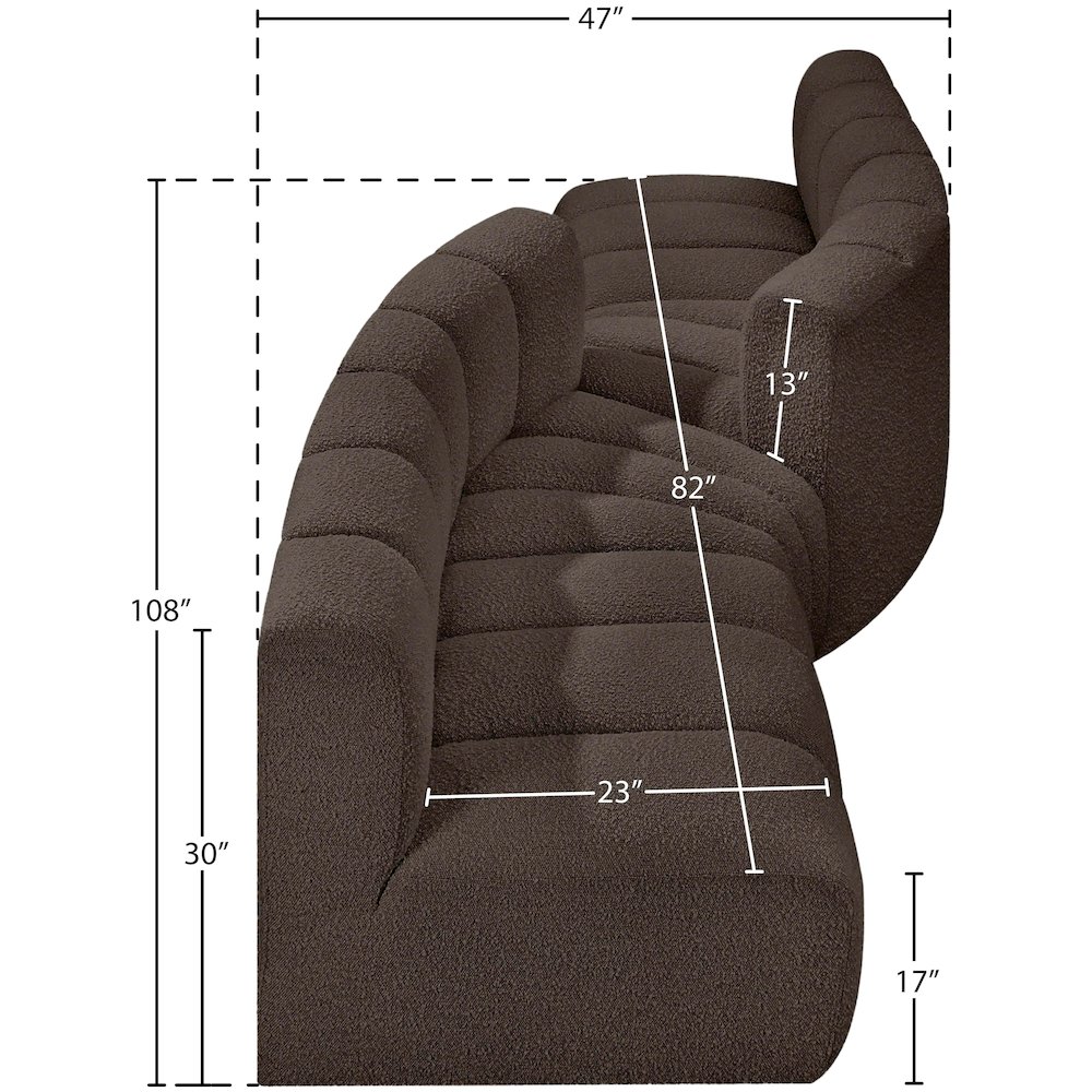 Arc Brown Boucle Fabric Modular Sofa. Picture 7