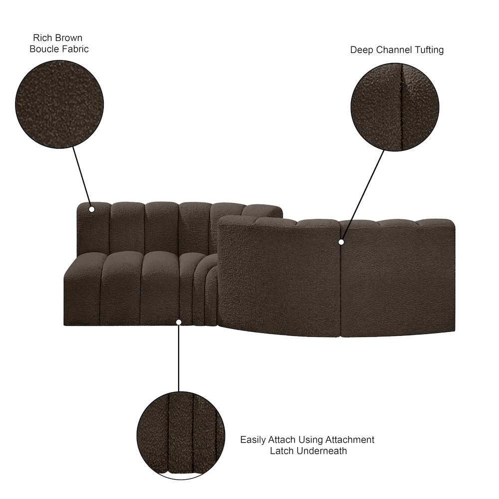 Arc Brown Boucle Fabric Modular Sofa. Picture 8