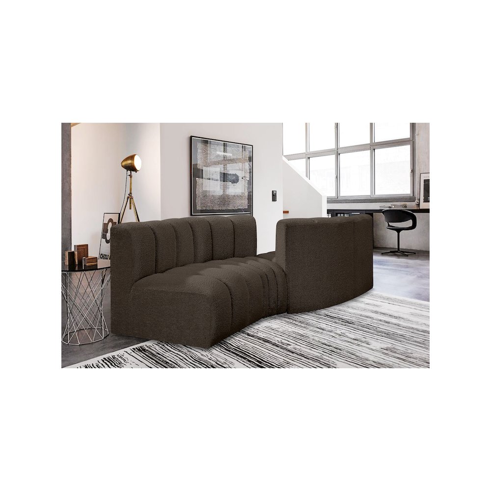 Arc Brown Boucle Fabric Modular Sofa. Picture 2