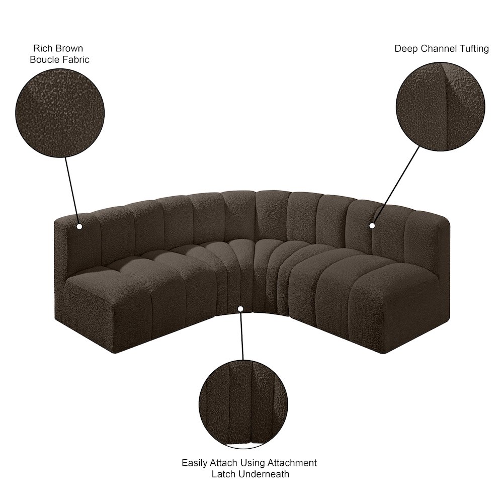Arc Brown Boucle Fabric Modular Sofa. Picture 9