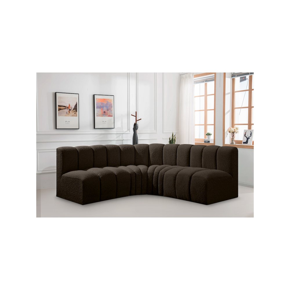 Arc Brown Boucle Fabric Modular Sofa. Picture 2