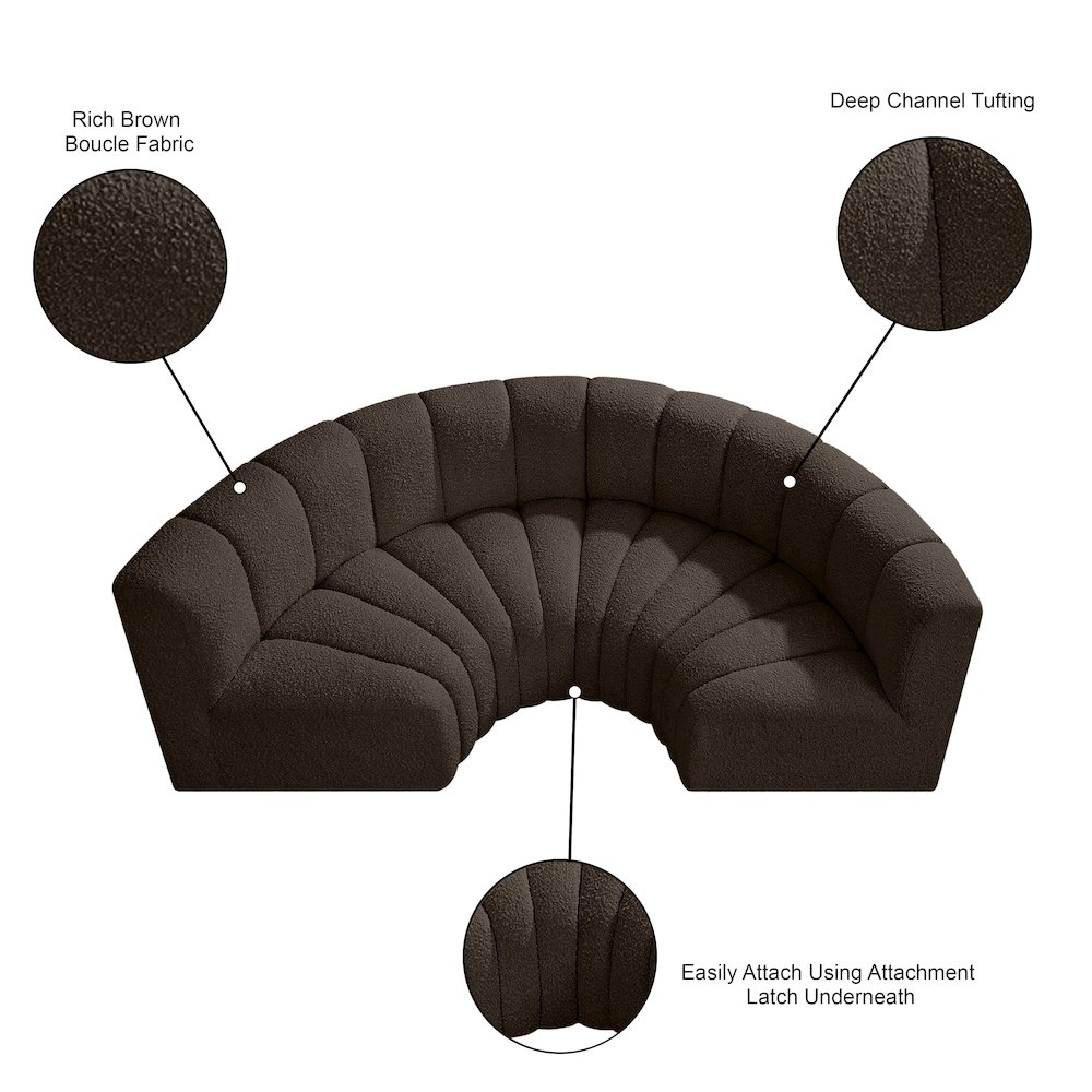 Arc Brown Boucle Fabric Modular Sofa. Picture 9