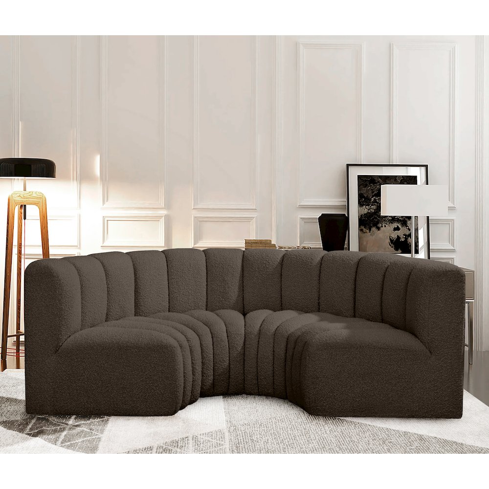 Arc Brown Boucle Fabric Modular Sofa. Picture 2