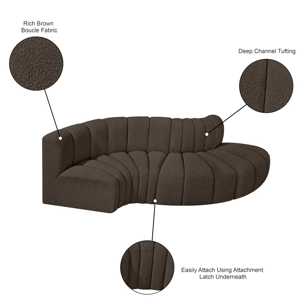 Arc Brown Boucle Fabric Modular Sofa. Picture 7