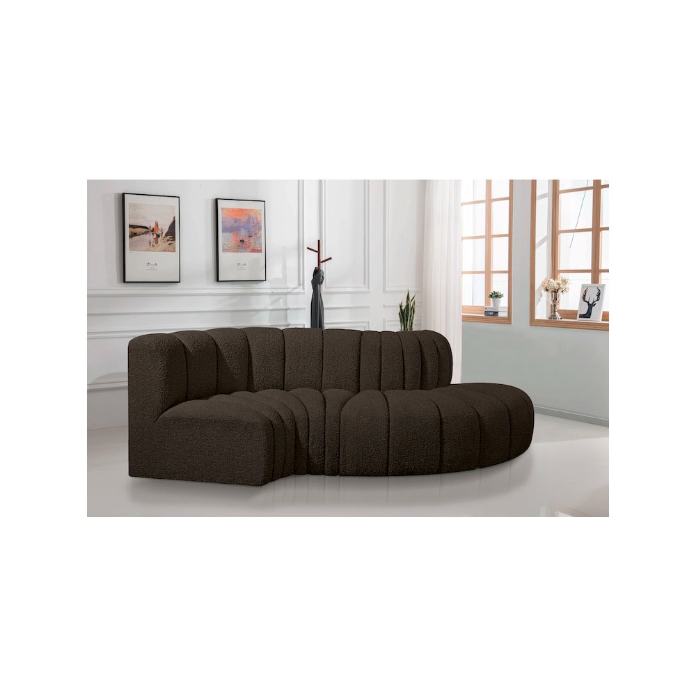 Arc Brown Boucle Fabric Modular Sofa. Picture 2