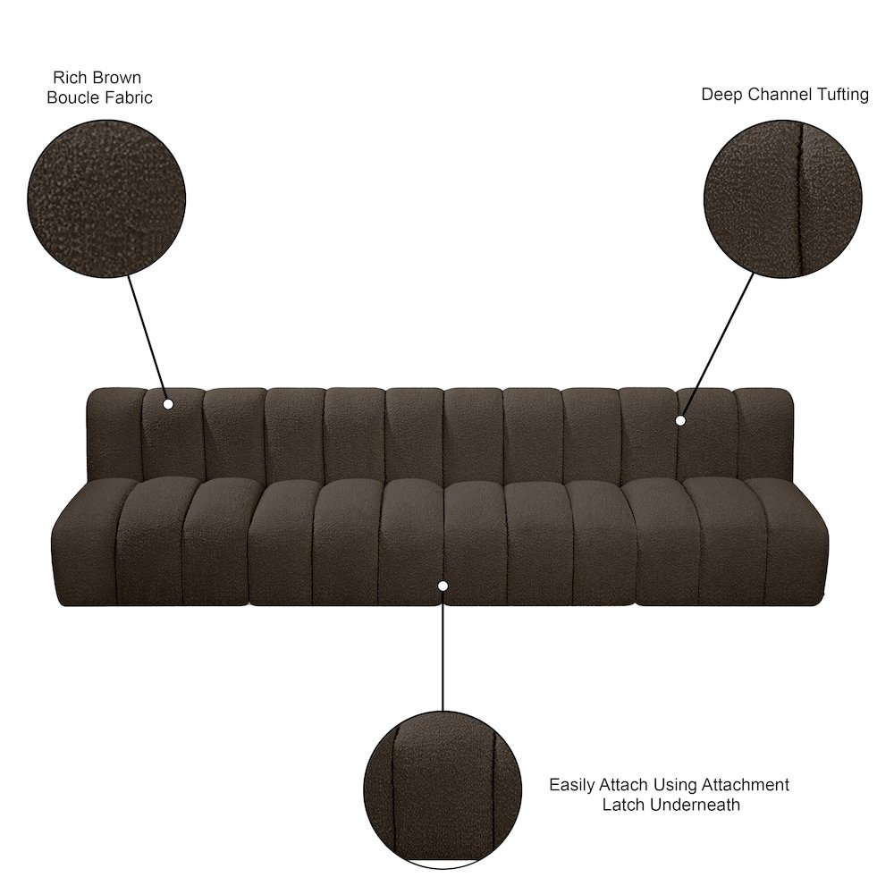 Arc Brown Boucle Fabric Modular Sofa. Picture 9