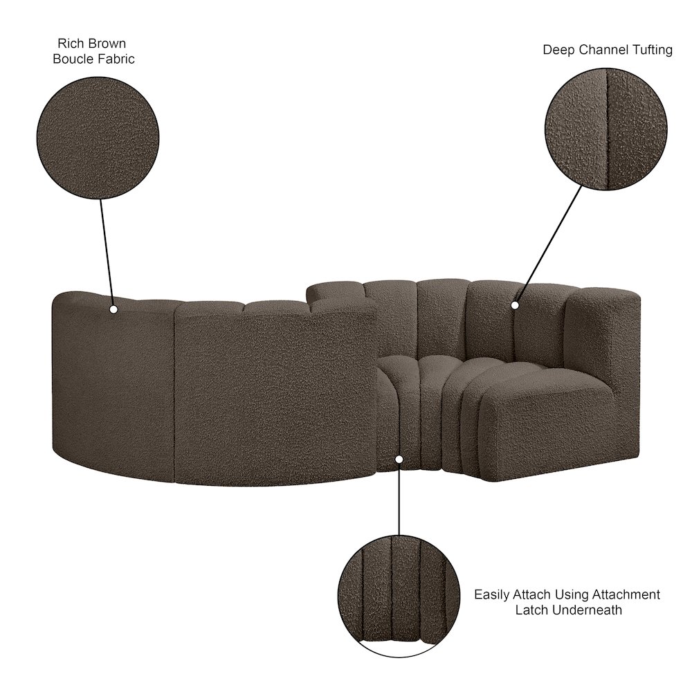 Arc Brown Boucle Fabric Modular Sofa. Picture 9