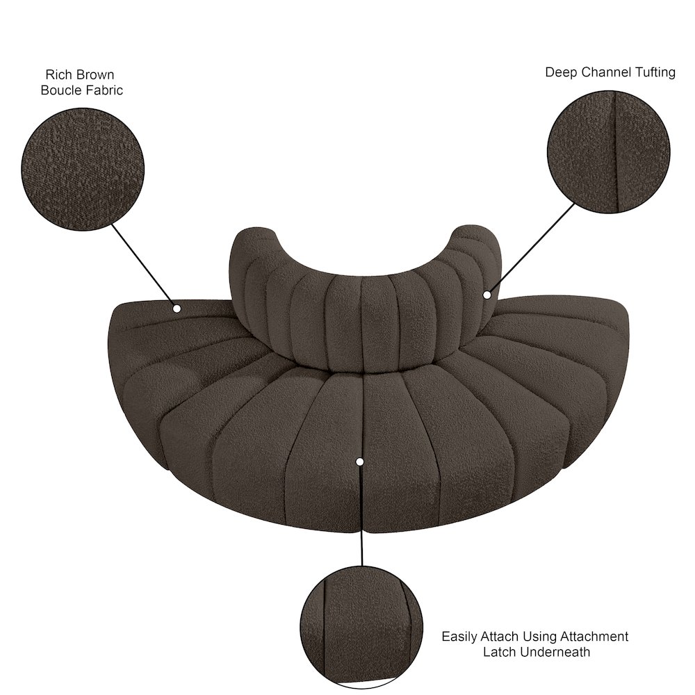 Arc Brown Boucle Fabric Modular Sofa. Picture 8
