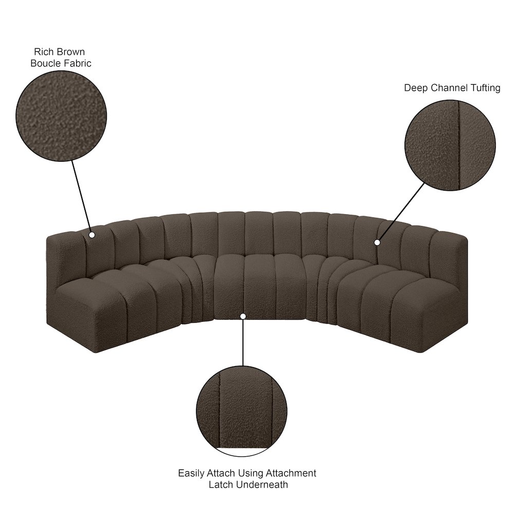 Arc Brown Boucle Fabric Modular Sofa. Picture 9