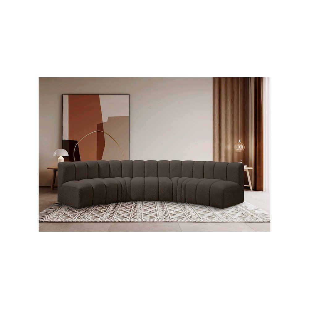 Arc Brown Boucle Fabric Modular Sofa. Picture 2