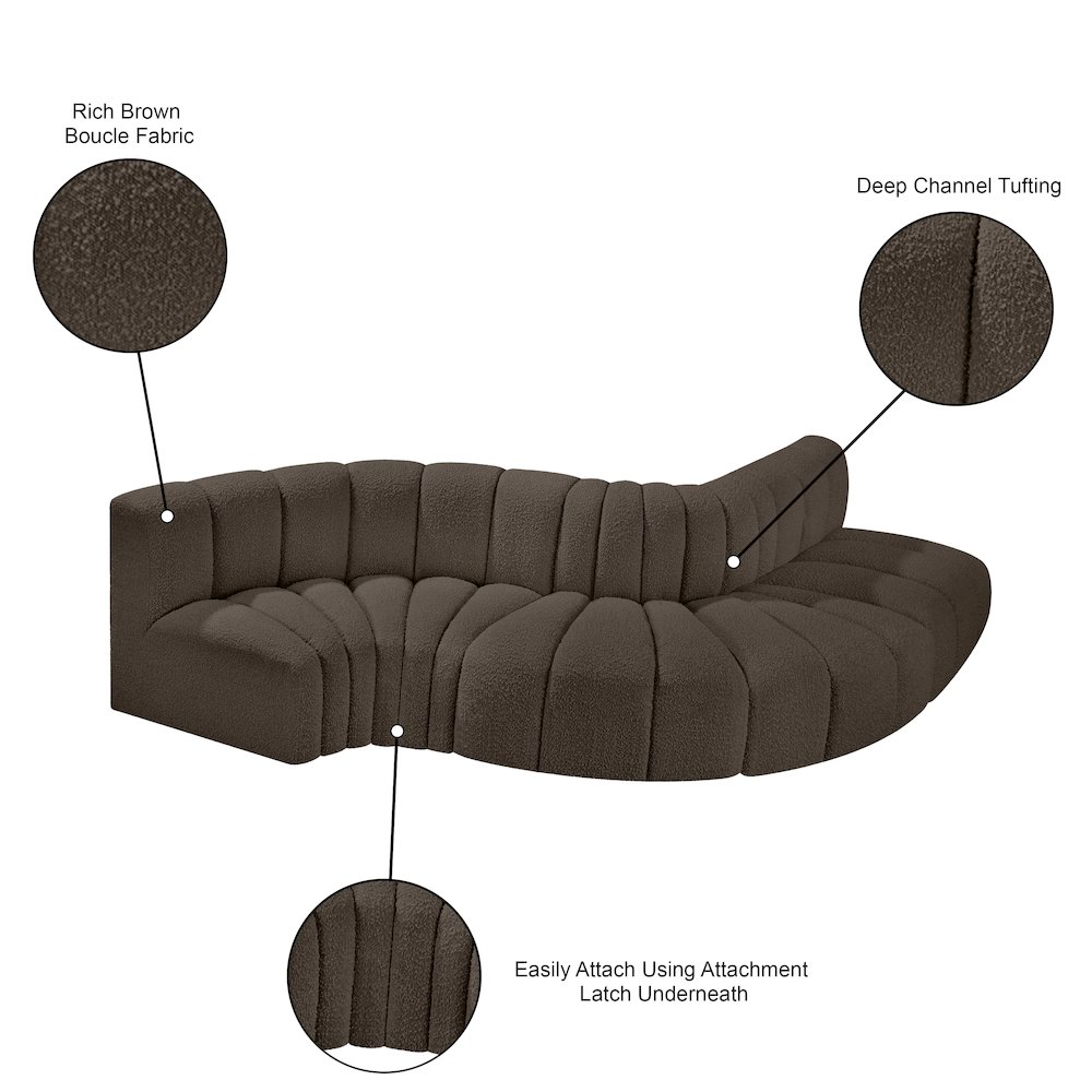 Arc Brown Boucle Fabric Modular Sofa. Picture 7