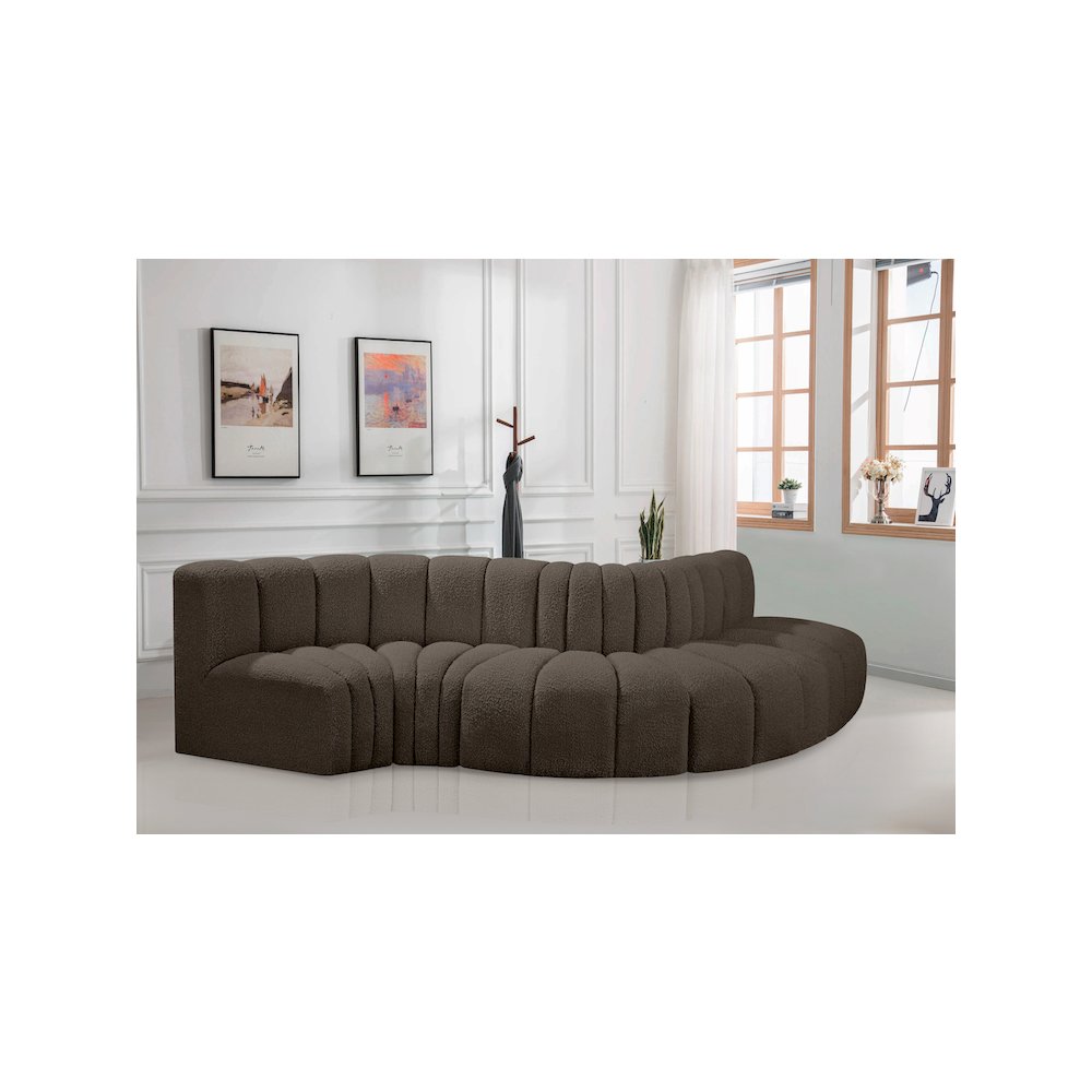 Arc Brown Boucle Fabric Modular Sofa. Picture 2