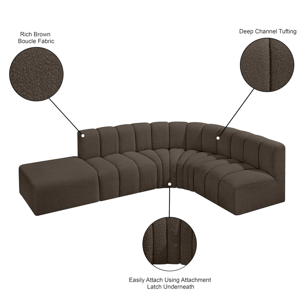 Arc Brown Boucle Fabric Modular Sofa. Picture 8