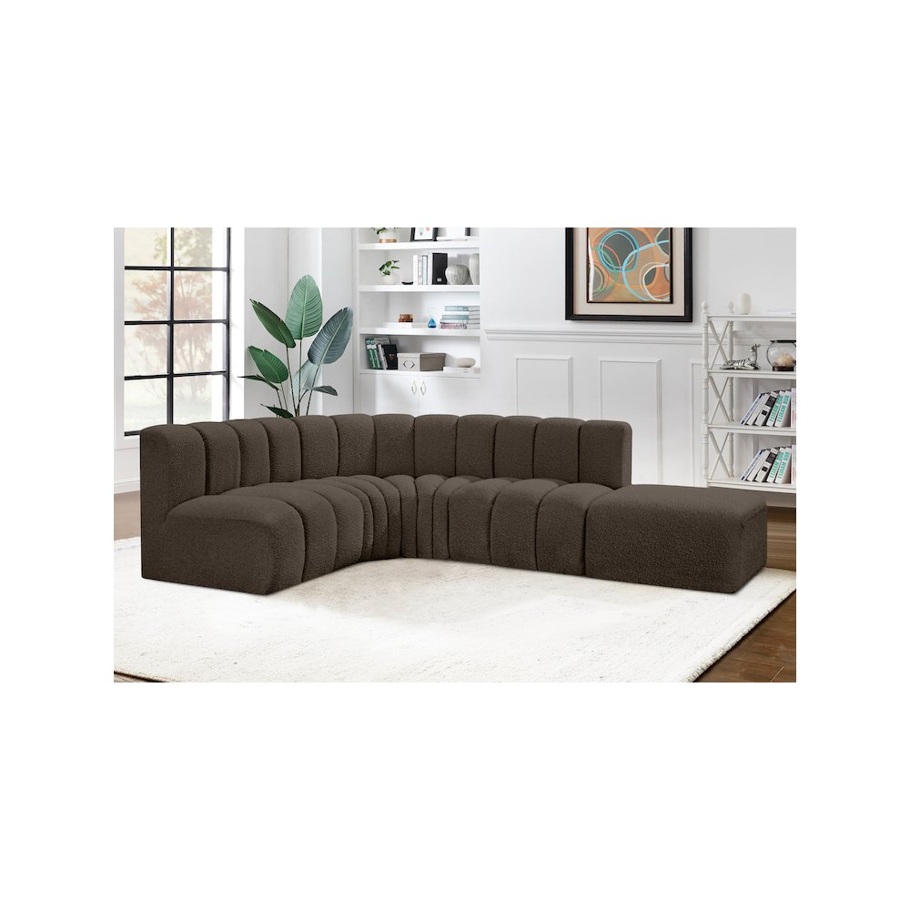 Arc Brown Boucle Fabric Modular Sofa. Picture 2