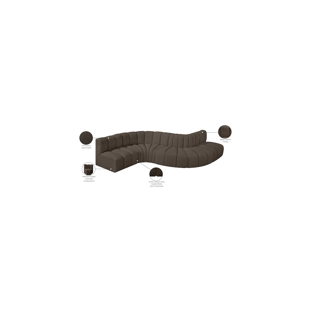Arc Brown Boucle Fabric Modular Sofa. Picture 8