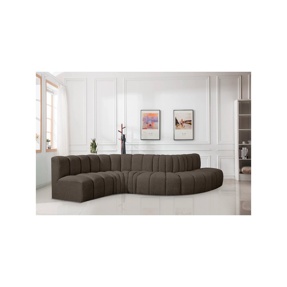 Arc Brown Boucle Fabric Modular Sofa. Picture 2