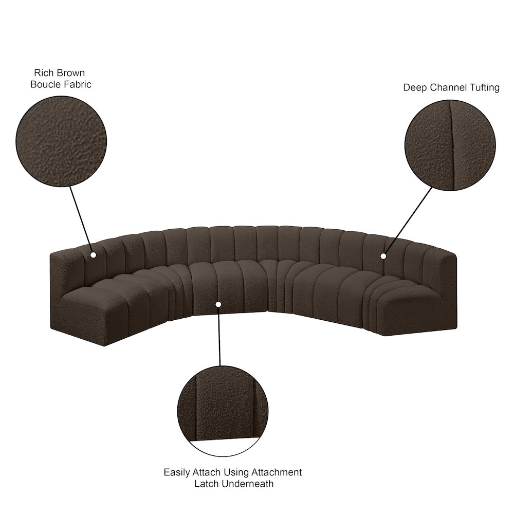 Arc Brown Boucle Fabric Modular Sofa. Picture 9