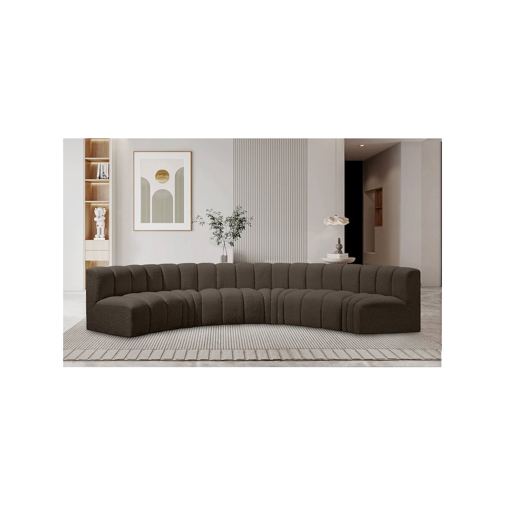Arc Brown Boucle Fabric Modular Sofa. Picture 2