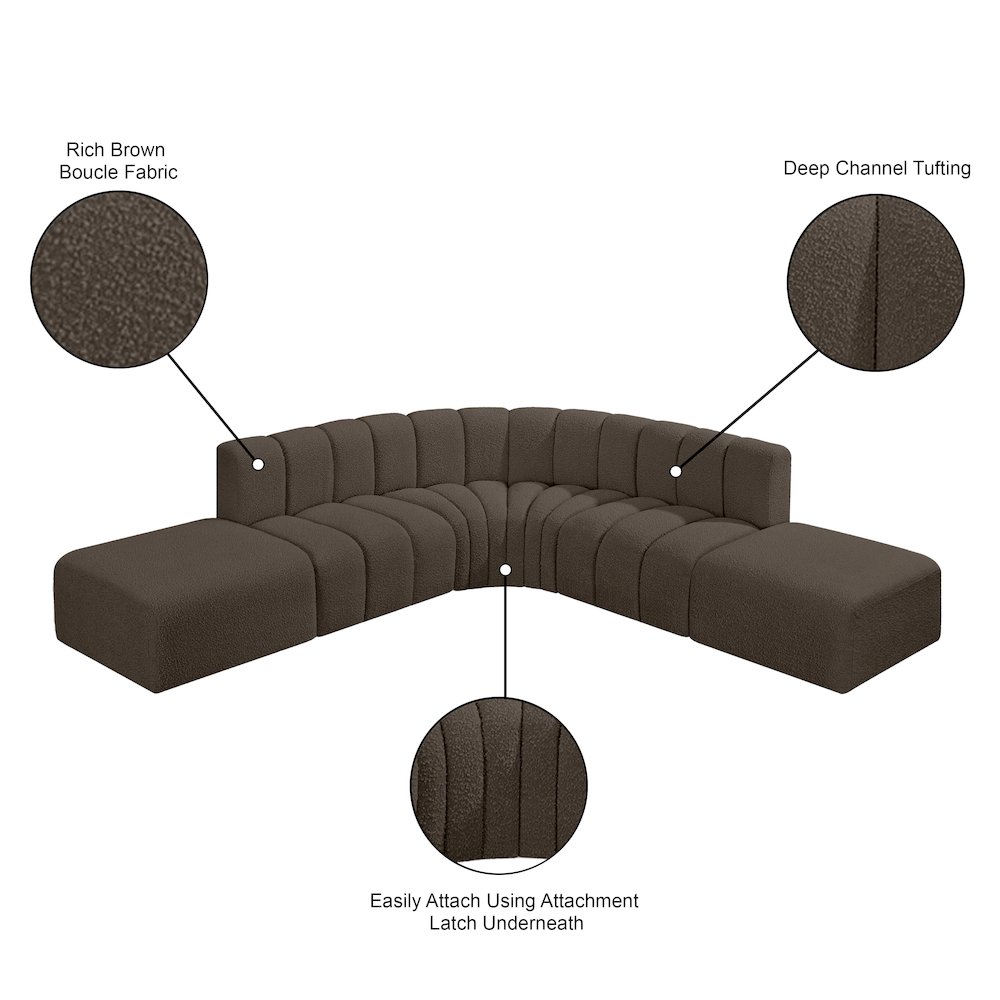 Arc Brown Boucle Fabric Modular Sofa. Picture 8