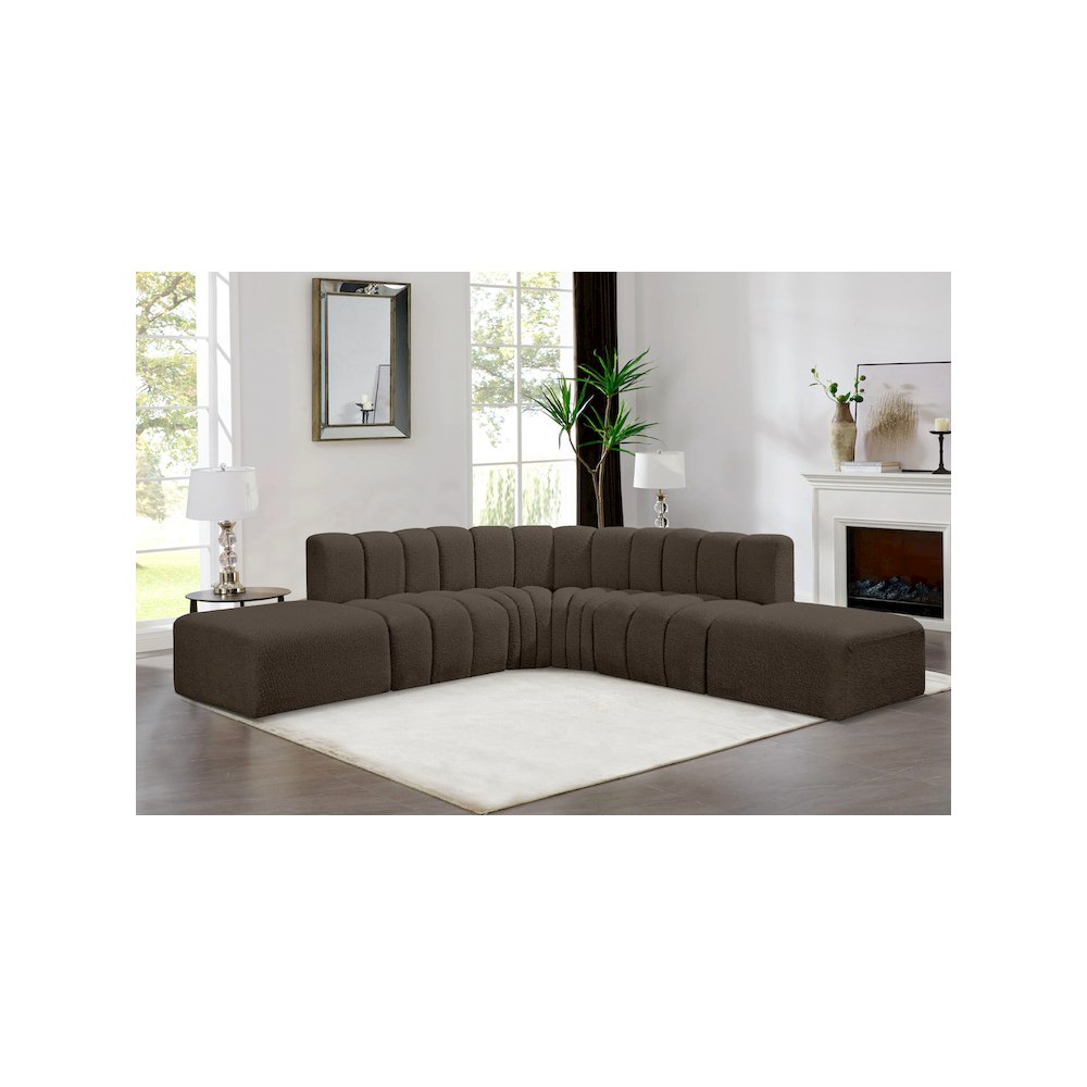 Arc Brown Boucle Fabric Modular Sofa. Picture 2