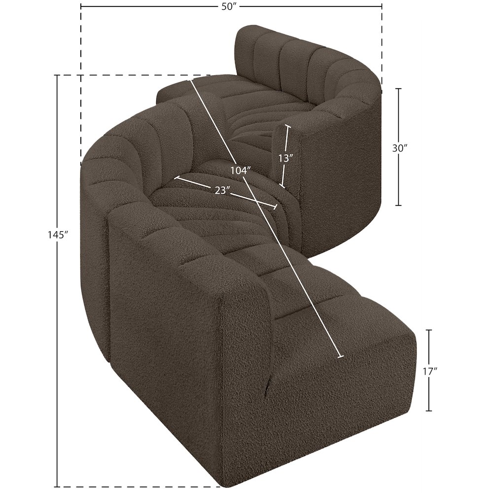 Arc Brown Boucle Fabric Modular Sofa. Picture 5