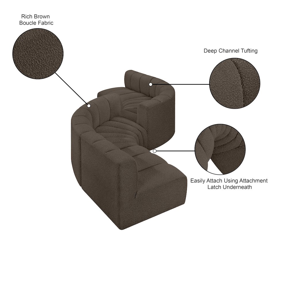 Arc Brown Boucle Fabric Modular Sofa. Picture 6