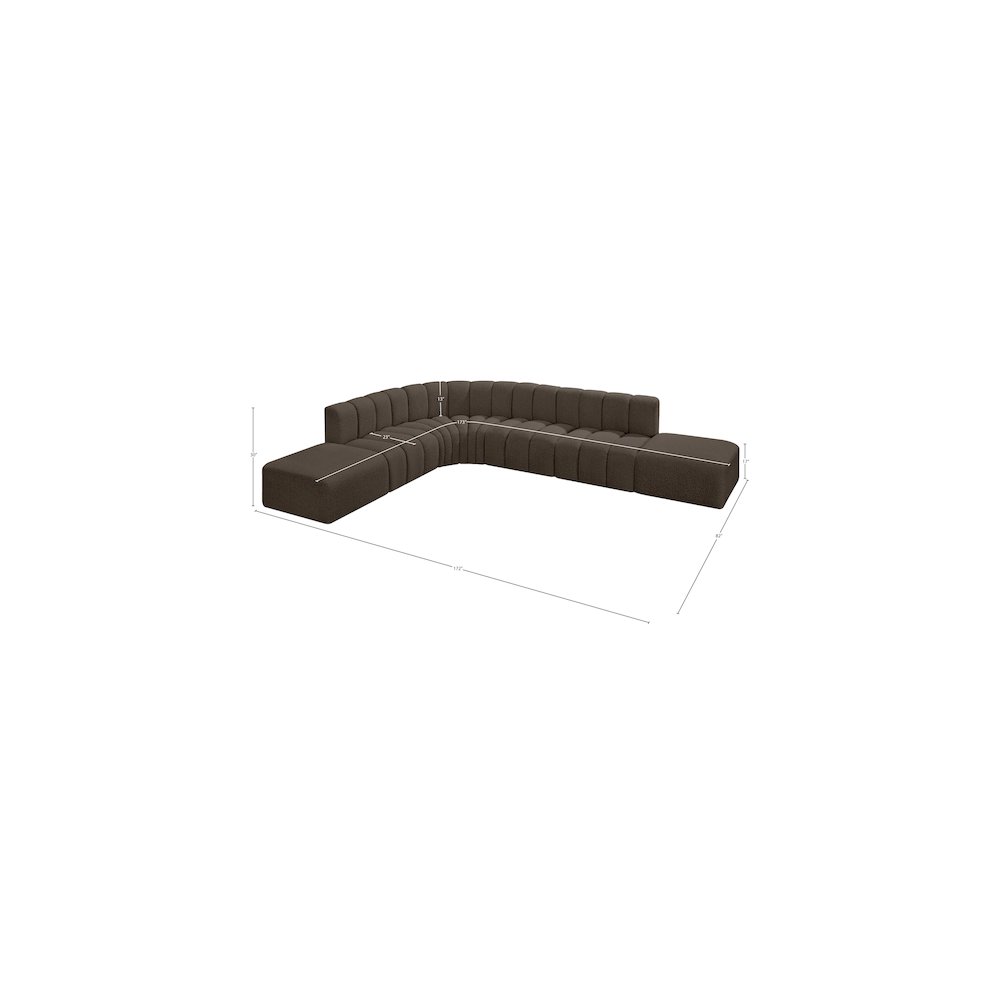 Arc Brown Boucle Fabric Modular Sofa. Picture 6