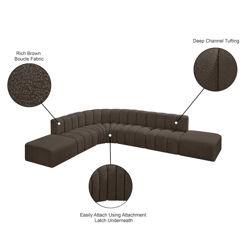 Arc Brown Boucle Fabric Modular Sofa. Picture 7