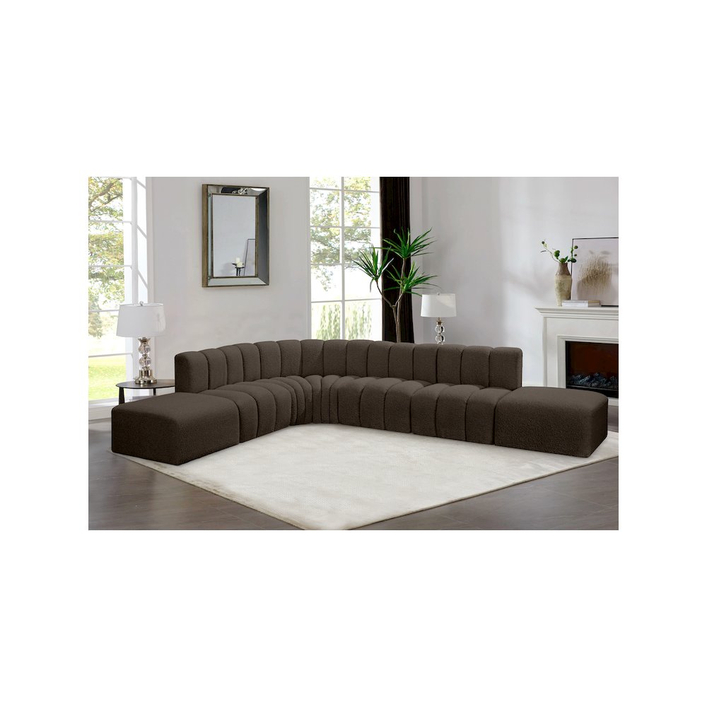 Arc Brown Boucle Fabric Modular Sofa. Picture 2