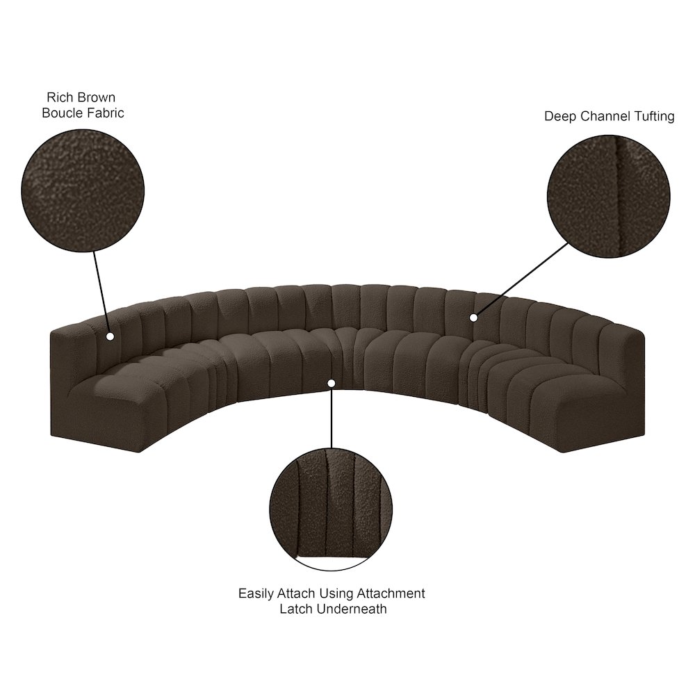Arc Brown Boucle Fabric Modular Sofa. Picture 10