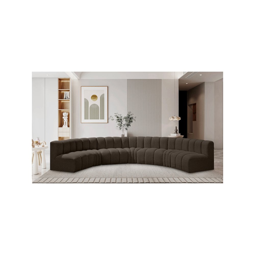 Arc Brown Boucle Fabric Modular Sofa. Picture 2
