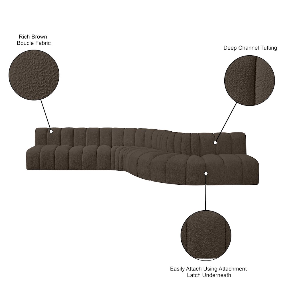 Arc Brown Boucle Fabric Modular Sofa. Picture 12