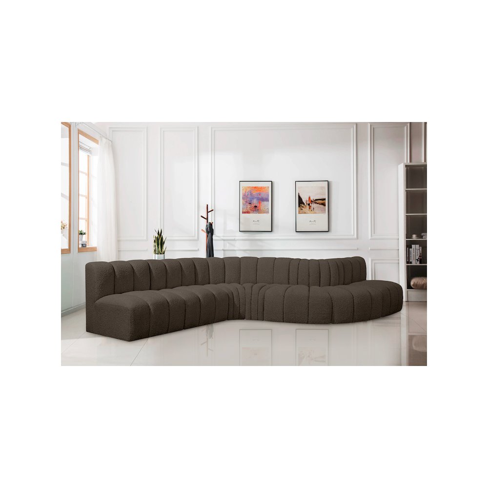 Arc Brown Boucle Fabric Modular Sofa. Picture 2