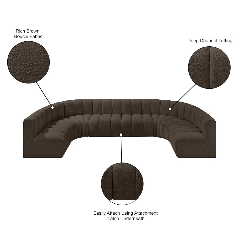 Arc Brown Boucle Fabric Modular Sofa. Picture 11