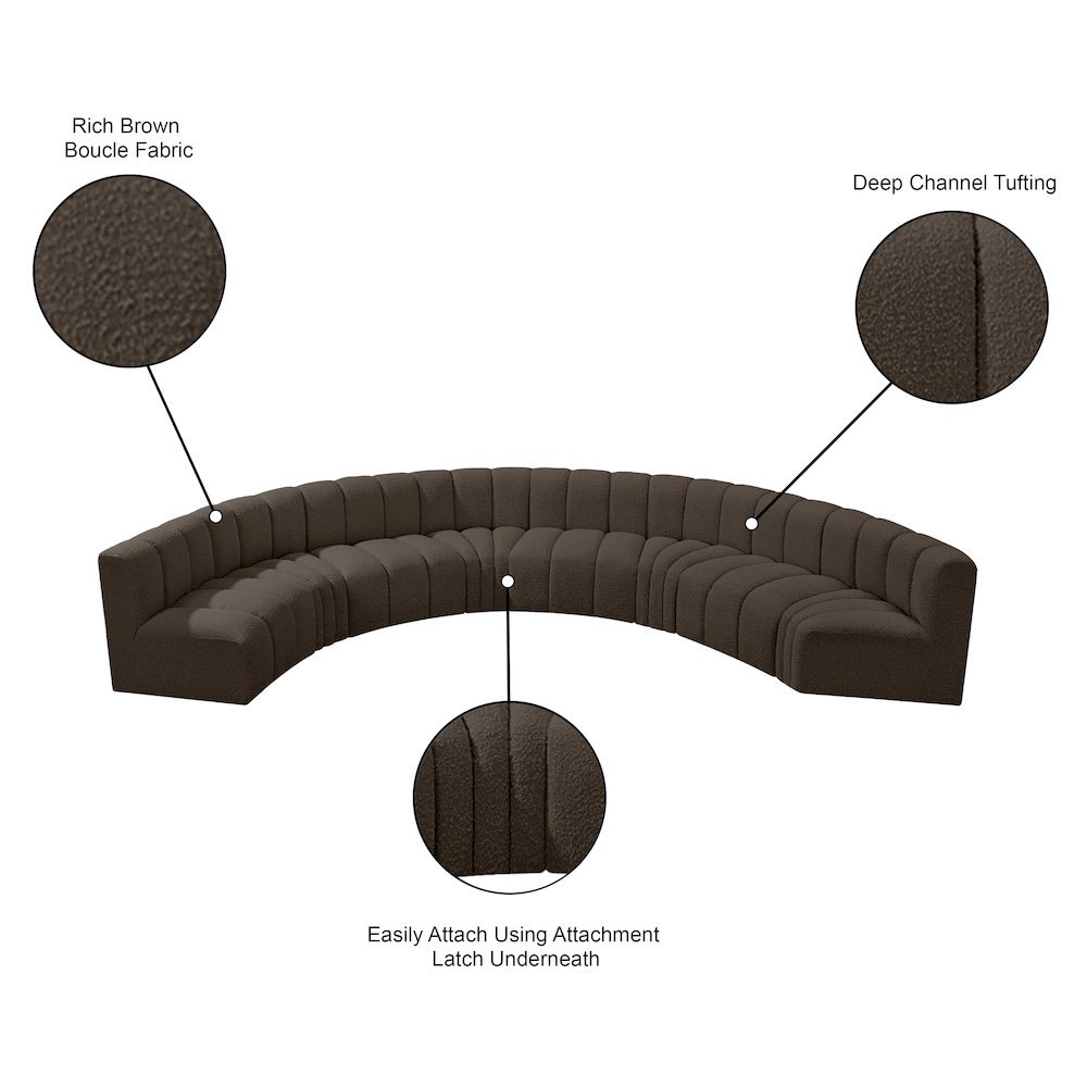 Arc Brown Boucle Fabric Modular Sofa. Picture 10