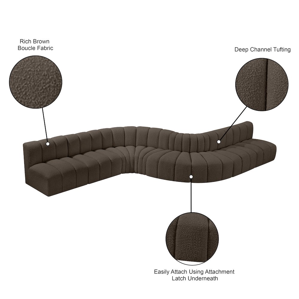 Arc Brown Boucle Fabric Modular Sofa. Picture 11