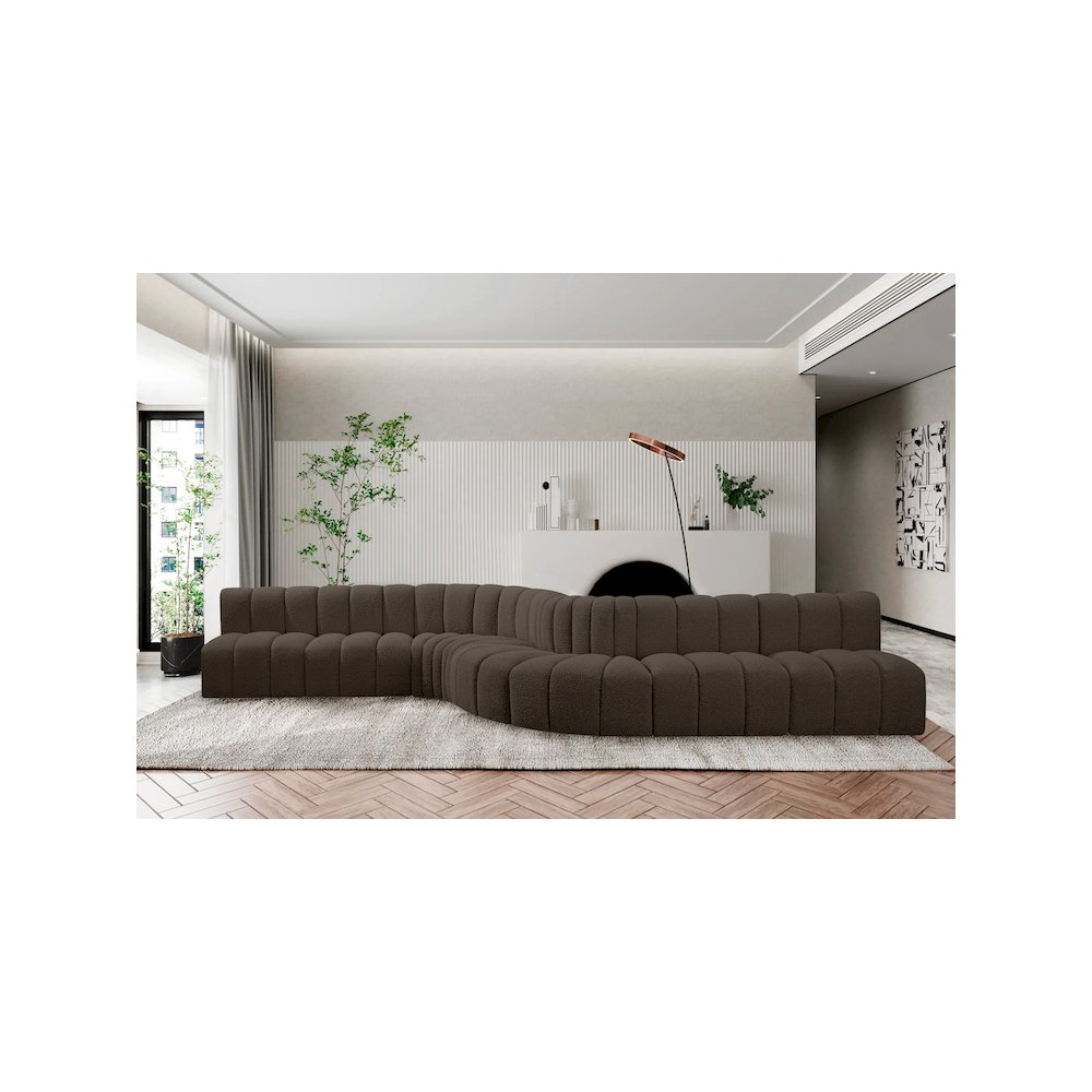 Arc Brown Boucle Fabric Modular Sofa. Picture 2